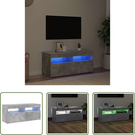 LED-Leuchten - TV-Schrank mit LED-Leuchten Betongrau 90x35x40 cm (1/5)