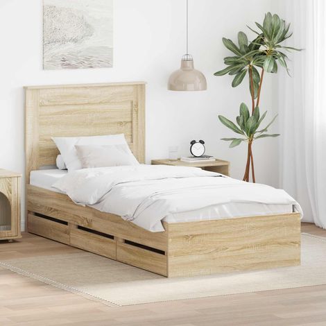 vidaXL Bettrahmen Sonoma-Eiche 100 x 200 cm Ingenieurs Holz (1/5)
