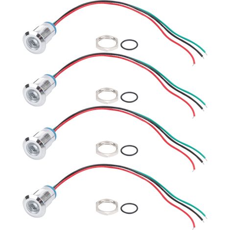 4 Kits LED Pré-câblés Ronds Étanches 2 Couleurs Anode Commune 12mm 3-6V (Rouge et Vert) (1/5)