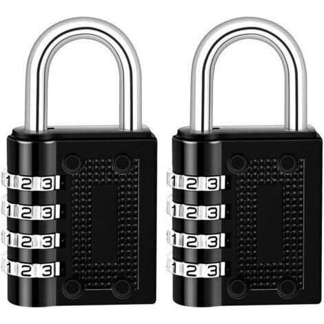 Lot de 2 Cadenas Code 4 Chiffres, Alliage de Zinc Cadenas à Casier Cadenas à Code, Cadenas à Combinaison pour Valise Casier College Gym Avion(Noir)
