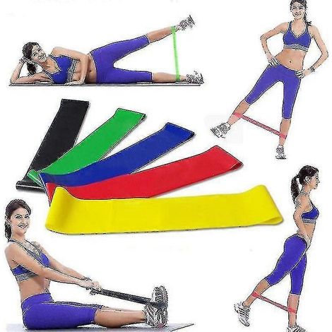 Bandes élastiques de résistance pour le yoga et le Pilates (lot de 5) - Entraînement sportif en intérieur et extérieur (1/5)