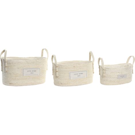 DKD Home Decor Set de panier marron clair 34x23x20 cm (1/4)