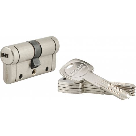 Thirard – Cylindre de serrure double entrée 30x30mm – Nickel satin – Anti-arrachement, anti-perçage, anti-casse – 5 clés – 8 goupilles
