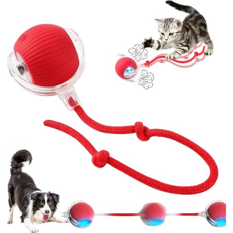 Giocattolo interattivo per cani e gatti - Palla intelligente a 360° con coda, ricaricabile tramite USB, palla rotolante automatica per cani, giocattolo elettrico automatico per interni per cani e gatt (1/5)