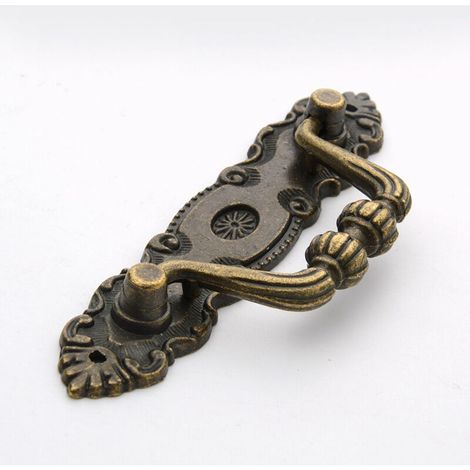 Lot de 2 Poignee Tiroir Ancienne Zinc, Poignées De Tiroirs Vintage Style En Alliage de Zinc, Poignées de Tiroir Vintage En Bronze Classique, Utilisé Dans la Porte d'Armoires, Tiroir, Avec Vis (1/4)