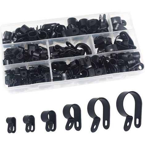 200 Stück Nylon-Kunststoffclips – Befestigungselemente für Leitungen, Kabel, Schläuche und Ummantelungen