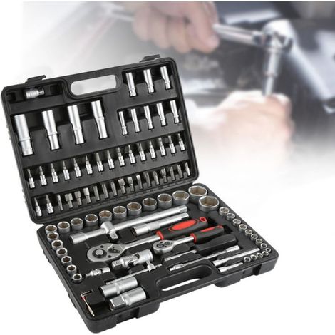 -Outil Combiné De Douilles 94 Pièces-Trousse À Outils-Avec Boîte-Pièces Pour Voitures-Stockage D'outils Intégré-Noir (1/5)