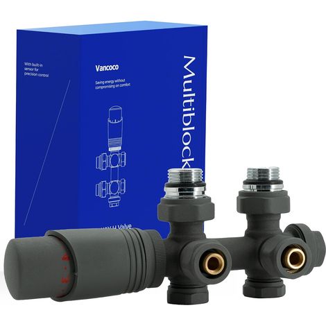 Kit Multibloc Vannes Thermostatiques Gris Anthracite Radiateur (1/5)