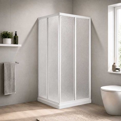 BOX DOCCIA ANGOLARE ""SMERALDA"" BOLLICINE ACRILICO Rett. 68-80x78-90 Ap. 37-51