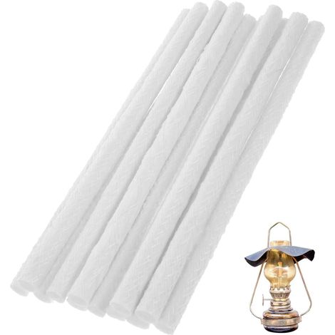 Lot de 10 mèches en fibre de verre de 10 mm pour mangeurs de bougies, lampes à huile et lanternes, longue durée de vie, en fibre de verre, idéales pour un éclairage d'ambiance (1/5)