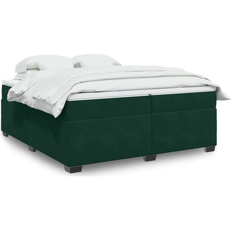 Boxspringbett mit Matratze Dunkelgrün 200x200 cm Samt (1/5)