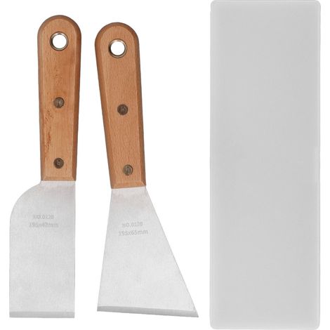 2Pcs Putty Scraper Stainless Steel Paint Scraper Set with Wood Handle Engraving Spackle Drywall Repairs Spreading Tools (1/4)