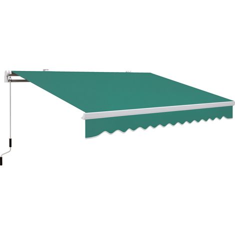 Tenda da Sole per Esterno Avvolgibile a Manovella in Metallo e Alluminio, 4x2.5m, Verde Scuro