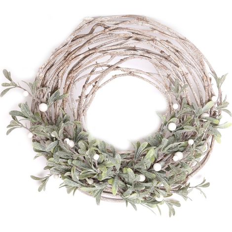 Centre de table couronne de gui pour bougie de Noël MISTLETOE