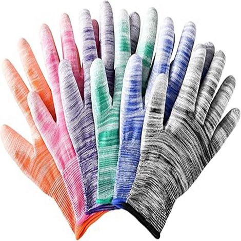 Gants De Travail En Nylon Et Polyester - Paume Enduite En Pu Antidérapante Et Résistante À L Usure - Pour Jardinage Et Travaux Manuel - 6 Paires