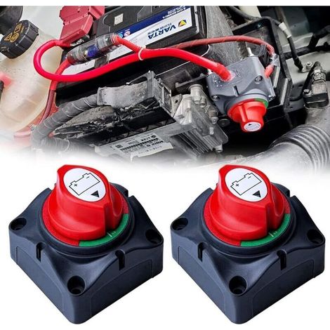 Lot de 2 coupe-circuits de batterie 12V-24V 300A – Interrupteur étanche pour déconnexion – Coque ABS et bornes en laiton – Installation facile (1/5)