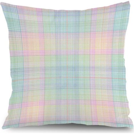 Housse de coussin carreaux été,décoration canapé intérieur,45×45cm (1/5)