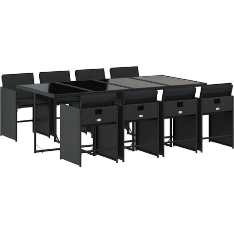 Maison Exclusive - Set da Pranzo da Giardino 9 pz con Cuscini Nero in Polyrattan