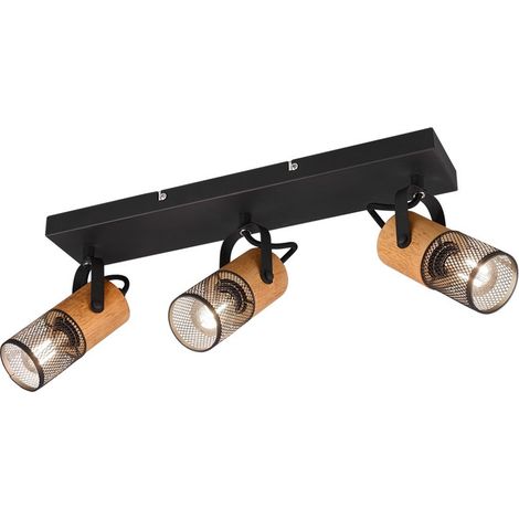Foco Tosh Black 3xE14 Spot Jaula de madera y metal L44 cm Trio Lighting (1/3)