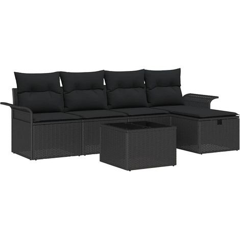 Maison Exclusive - Garten-Sofa-Set mit Kissen 6 pcs Schwarz Poly
