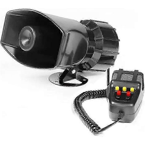 25-26 Bocina de alarma para coche de 12 V con sonido de tono, sirena de emergencia para coche, bocina de sirena para automóvil de 60 W, sistema de altavoces PA con micrófono, amplificador de emergenci (1/5)
