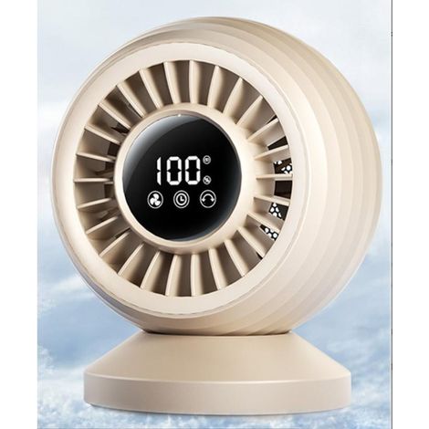 Ventilateur rechargeable (beige 4000 mAh) avec affichage numérique, fonction de circulation d'air et port USB (1/5)