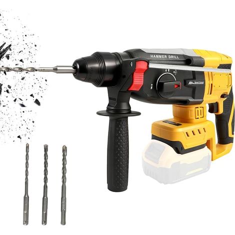 Cordless Rotary Hammer Drill for 20V Brushless SDS-Plus with 4 Functions 360° Auxiliary Handle 3 Drill Bits for Concrete Brick Wall Metal (1/5)