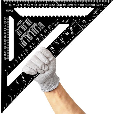 12 Pouces Equerre Menuisier en Alliage D'aluminium, Regle Triangle Métrique pour Mesure D'angle Charpentiers Ingénieurs (Noir) (1/5)