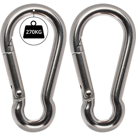 M12 Stainless Steel Spring Carabiner (2 Pack) - 13.8cm - Indoor/Outdoor Multi-Purpose Snap Hook for Keychain, Camping, Fishing and Hiking Accessories (1/5)