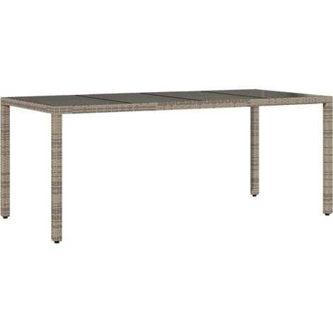 Maison Exclusive - Tavolo da Giardino Piano in Vetro Grigio 190x90x75cm Polyrattan