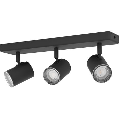 Spot Lineare Moderno Consuma 1 Acciaio Nero 3 Luci Gu10 Ip44