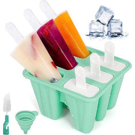 Juego de 2 moldes para hielo, moldes para hielo con pinceles y embudos plegables, moldes de silicona reutilizables, sin BPA, para helado (verde (1/5)