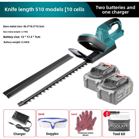Taille-haie électrique rechargeable portable sans fil pour jardin, taille-théier, outils agricoles (longueur de la lame 510 [10 nœuds, 2 batteries et 1 charge]) (1/5)