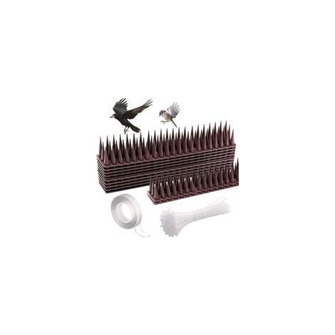 Lot de 12 Piques Anti-Pigeons 45x4cm, Répulsif pour Chats et Oiseaux avec Attaches et Nano-Glue, Protection Efficace et Discrète, Marron (1/5)