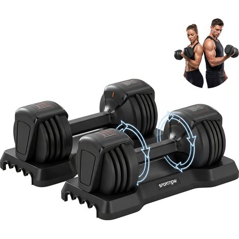 SPORTNOW Set di Manubri Regolabili da 11 kg con Sistema Quick-Dial (1/5)