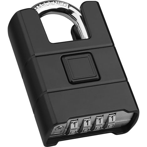 Cadenas Robuste et Antivol Poutre Enveloppée, 52mm Cadenas Code 4 Chiffres, 8mm Loquet, Extérieur Etanche Serrure Porte de Garage, pour Jardins, Cours, Clôture, Casier (1/5)