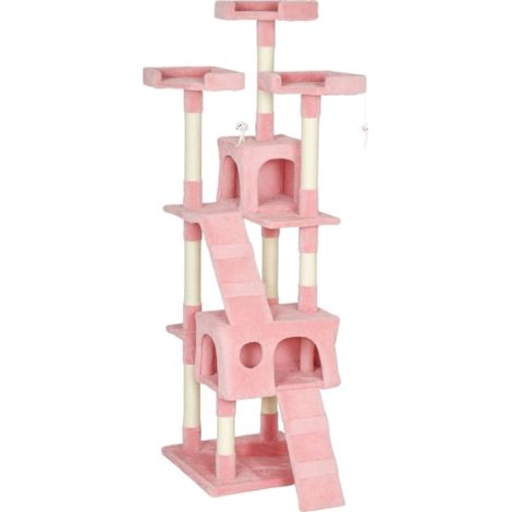 173cm Pink Cat Tree Scratching Post and Activity Play Center for Cats (1/5)