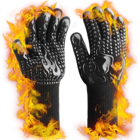 Guanti da barbecue professionali - Protezione fino a 800 °C - Taglia unica - Indispensabili per grigliate impegnative (1/5)