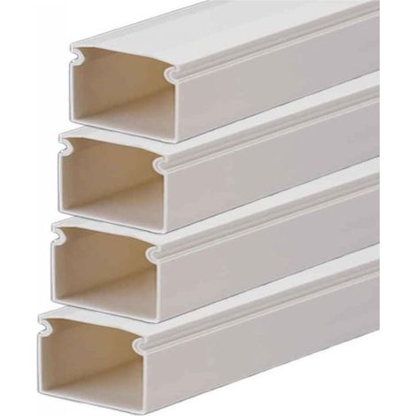 8 Metri Canaline Passacavi In PVC Con Biadesivo e Coperchio 16mm16mm Bianco - 4x2 Metri