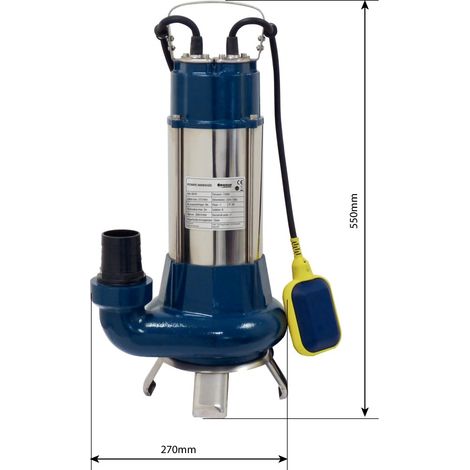 Drakkar Equipement – Pompe à eau immergée automatique 230V 1100W – Débit 19800 l/h – Hauteur de refoulement 9m – Corps acier inox et fonte – IPX8 (1/4)
