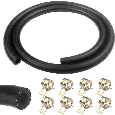 1 Mètre durite essence. 8mm Diamètre Intérieur durite gasoil. tuyau essence avec 8pcs colliers de serrage. Tuyau de Carburant pour Camion. Voiture. Tracteur ou Petit Moteur (1/5)