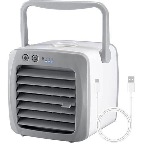 Aire acondicionado portátil de 3 velocidades, enfriador de aire evaporativo y humidificador, alimentado por USB, depósito de agua para 5 horas de uso continuo - KZQ (1/4)