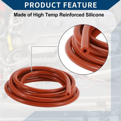 Tuyau Tuyau De Silicone Pour Aspiration Automobile Haute Température 10 Pieds 3/16" 5Mm Id 3Mm D'Épaisseur 1 Pièce Rouge (1/5)