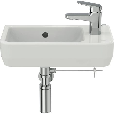 Ideal Standard - i.life S, Lavamani da 45cm con profondità ridotta a 25cm con foro centrale per la rubinetteria e troppopieno, Bianco (1/5)