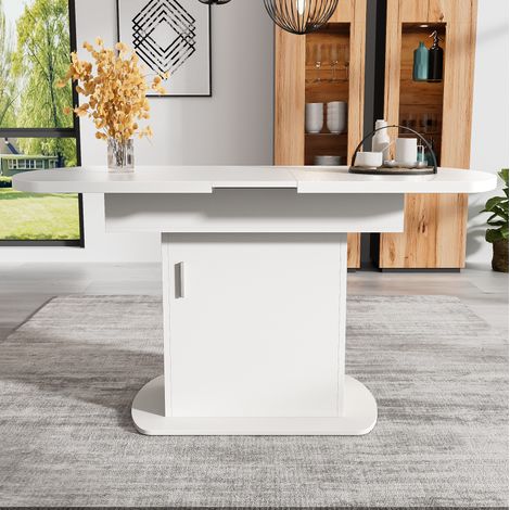 Mesa comedor extensible con almacenaje moderno y blanco OKMYHOME (1/5)