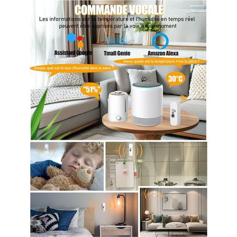 WiFi-Thermometer-Hygrometer, kompatibel mit Smart Life/Tuya/Google/Alexa, 4 Stück. (1/5)