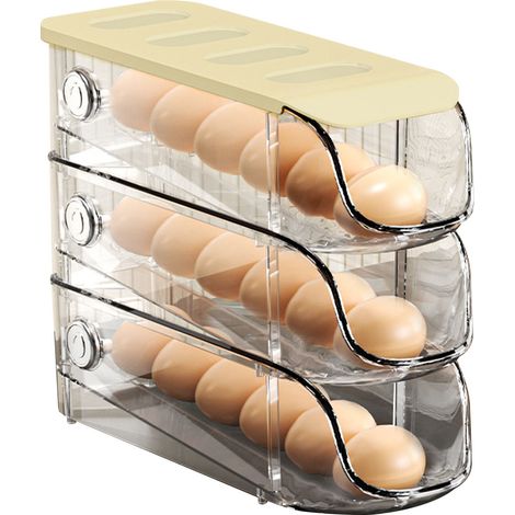 Boîte de Rangement Œufs Empilable - 3 Pièces Récipient Plastique Réfrigérateur avec Système Rotation Automatique pour Cuisine (1/5)