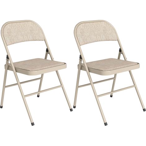 Klappstühle, 2er-Pack, Metallbeine, Leinenoptik, Beige