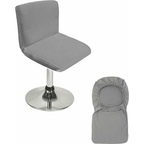 Tabouret de Bar Gris avec Housse de Dossier Extensible pour Chaise de Salle à Manger Courte pivotante (1/5)