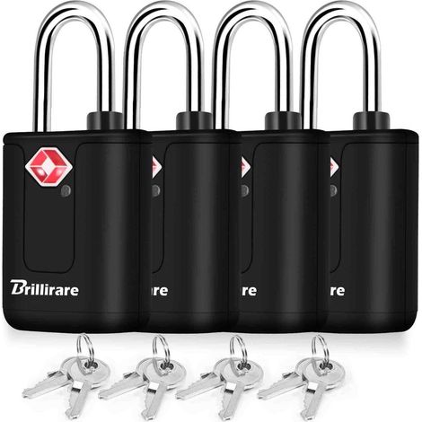 Cadenas TSA à clé, lot de 4, robustes, étanches, pour valises et casiers